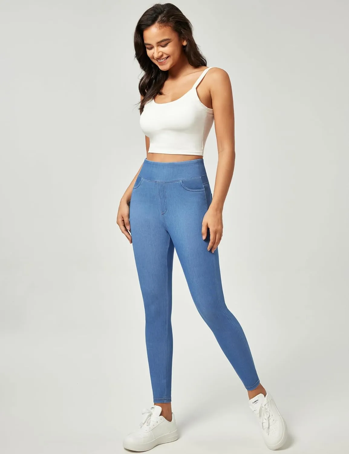 IUGA Jeggings for Women Tummy Control Pull on Stretchy Jeans High Waisted Skinny Jean Leggings with Pockets Trendy Casual