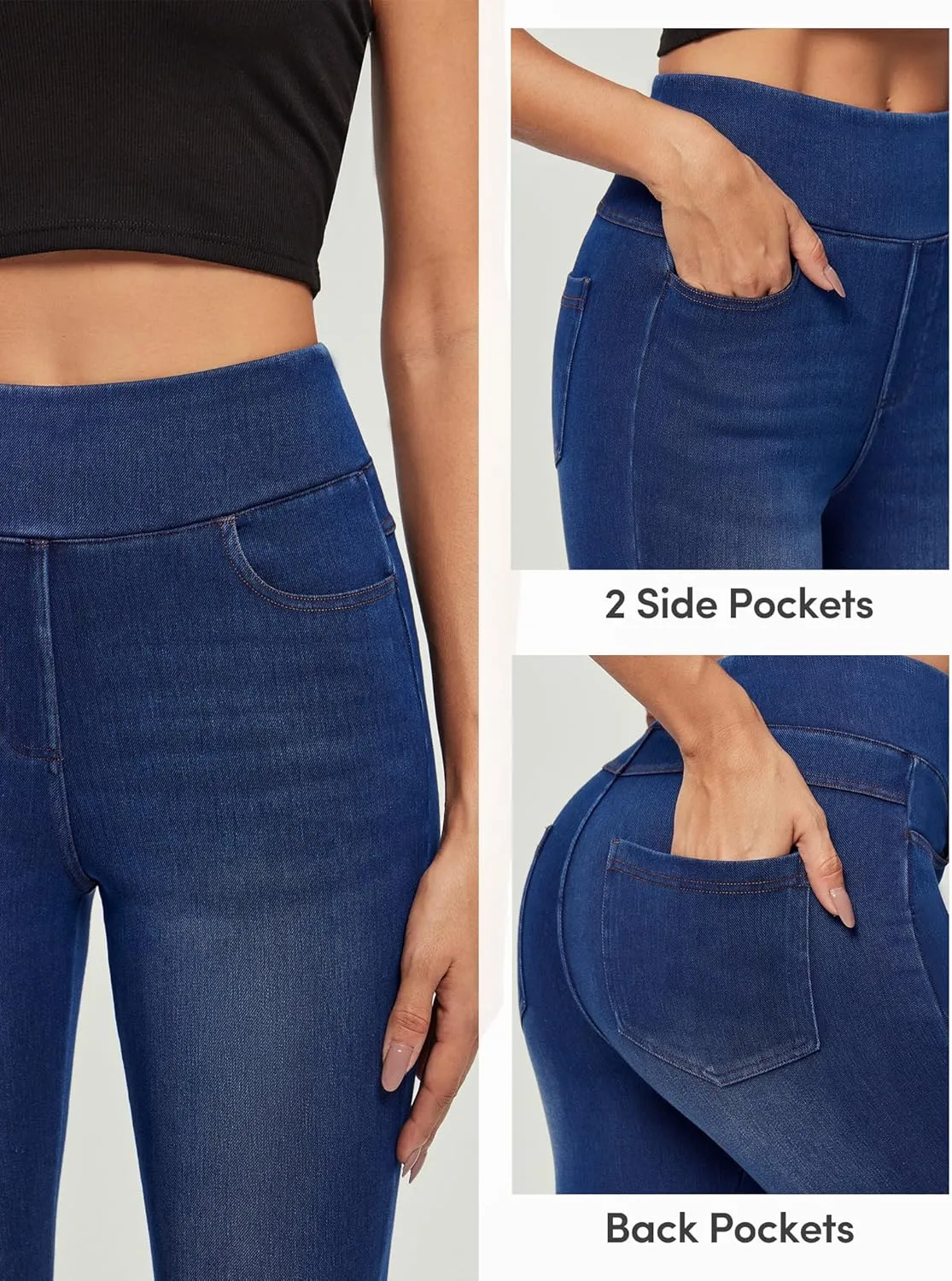 IUGA Jeggings for Women Tummy Control Pull on Stretchy Jeans High Waisted Skinny Jean Leggings with Pockets Trendy Casual