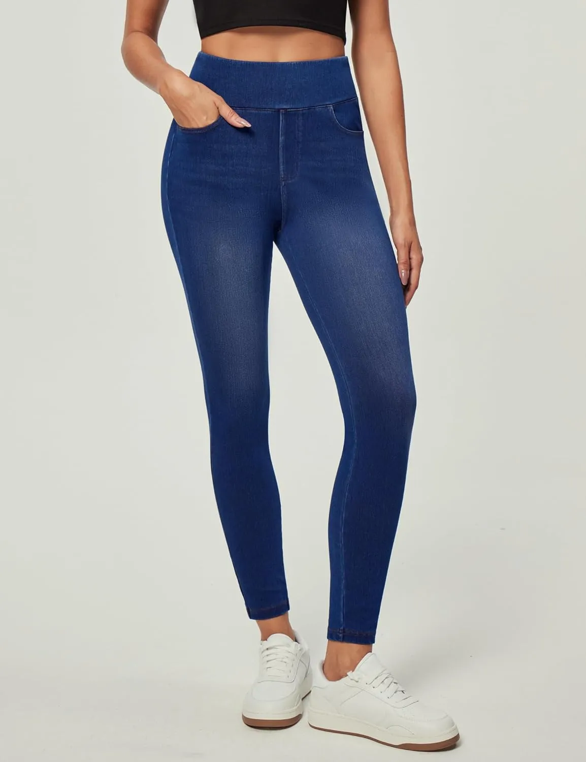IUGA Jeggings for Women Tummy Control Pull on Stretchy Jeans High Waisted Skinny Jean Leggings with Pockets Trendy Casual