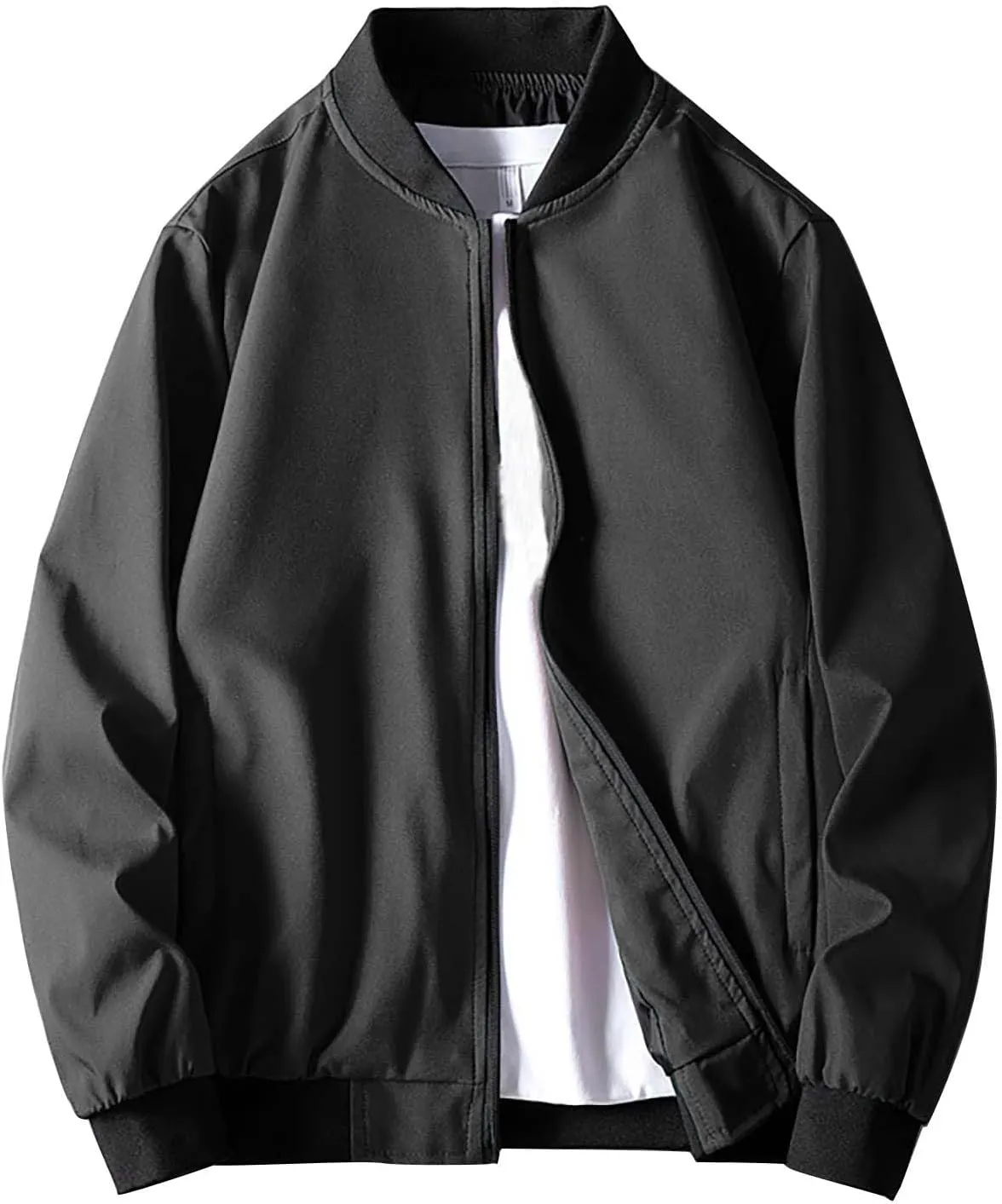 Jacket Men Spring and Autumn Casual Men's Handsome Pilot Zip Fx Standing Jacket Outdoor Fashion Coat for Men Mens