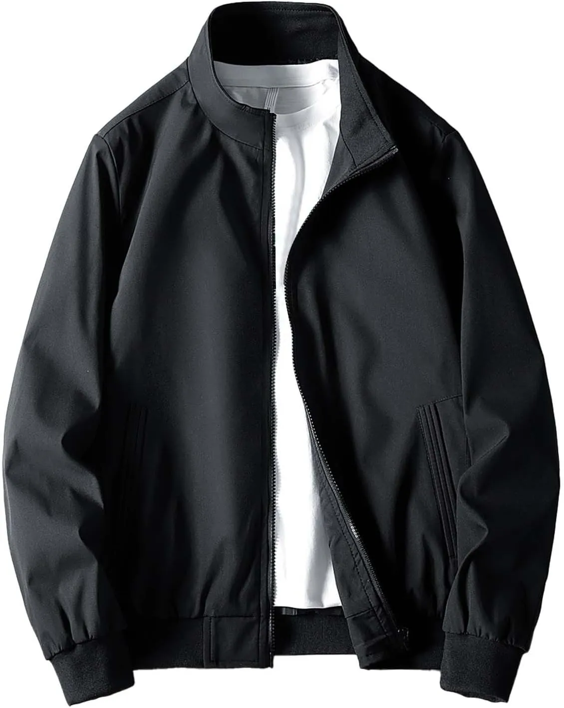 Jacket Men Spring and Autumn Casual Men's Handsome Pilot Zip Fx Standing Jacket Outdoor Fashion Coat for Men Mens