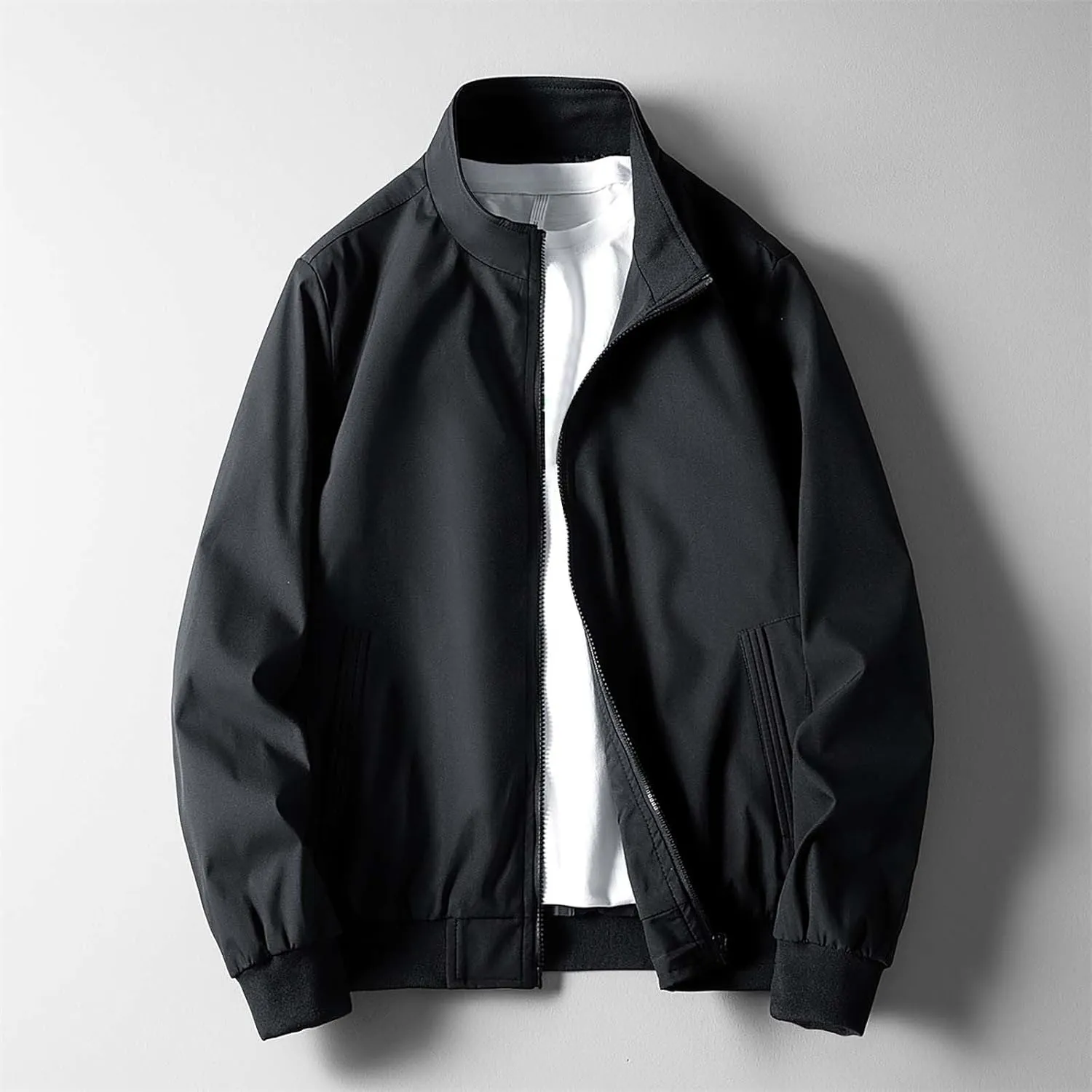 Jacket Men Spring and Autumn Casual Men's Handsome Pilot Zip Fx Standing Jacket Outdoor Fashion Coat for Men Mens