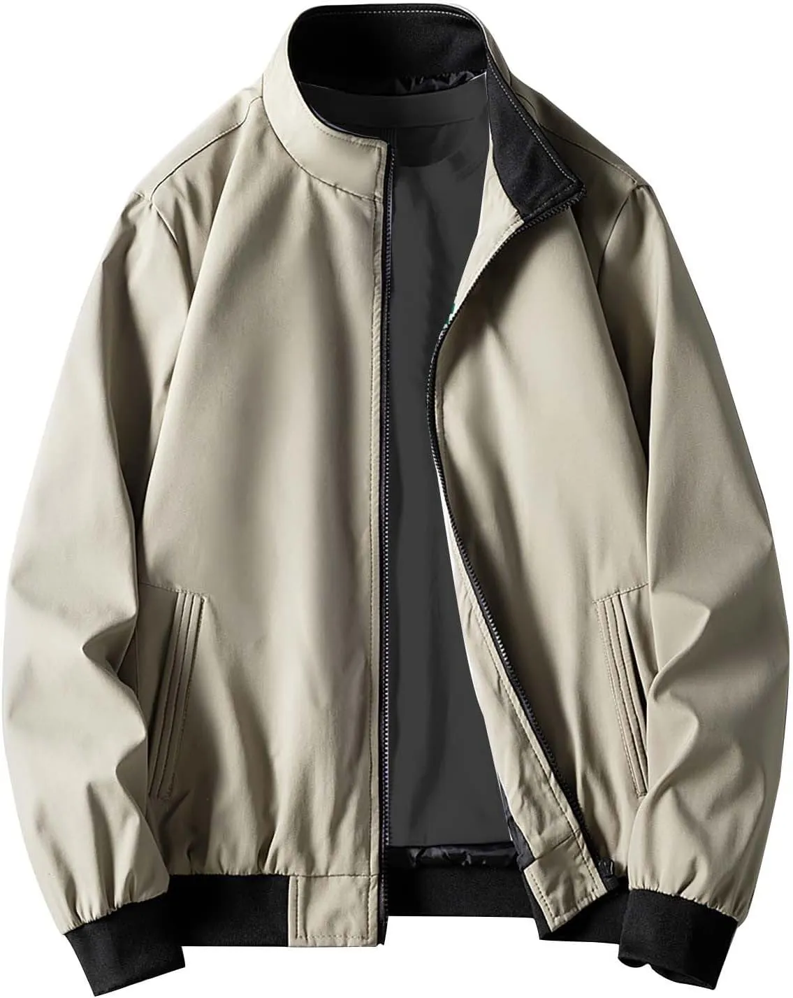 Jacket Men Spring and Autumn Casual Men's Handsome Pilot Zip Fx Standing Jacket Outdoor Fashion Coat for Men Mens