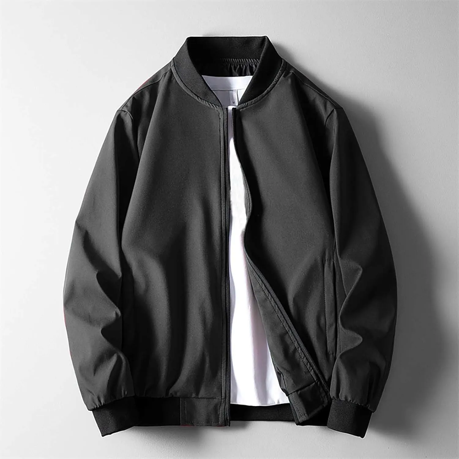 Jacket Men Spring and Autumn Casual Men's Handsome Pilot Zip Fx Standing Jacket Outdoor Fashion Coat for Men Mens