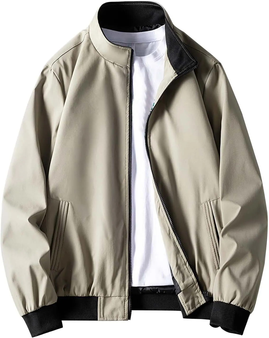 Jacket Men Spring and Autumn Casual Men's Handsome Pilot Zip Fx Standing Jacket Outdoor Fashion Coat for Men Mens