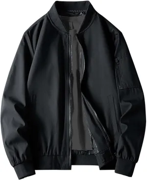 Jacket Men Spring and Autumn Casual Men's Handsome Pilot Zip Fx Standing Jacket Outdoor Fashion Coat for Men Mens