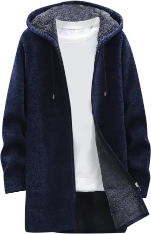 Jackets for Men Fall and Winter Men's Fashion Loose Cardigan Warm Hooded Jacket Sweater Jackets