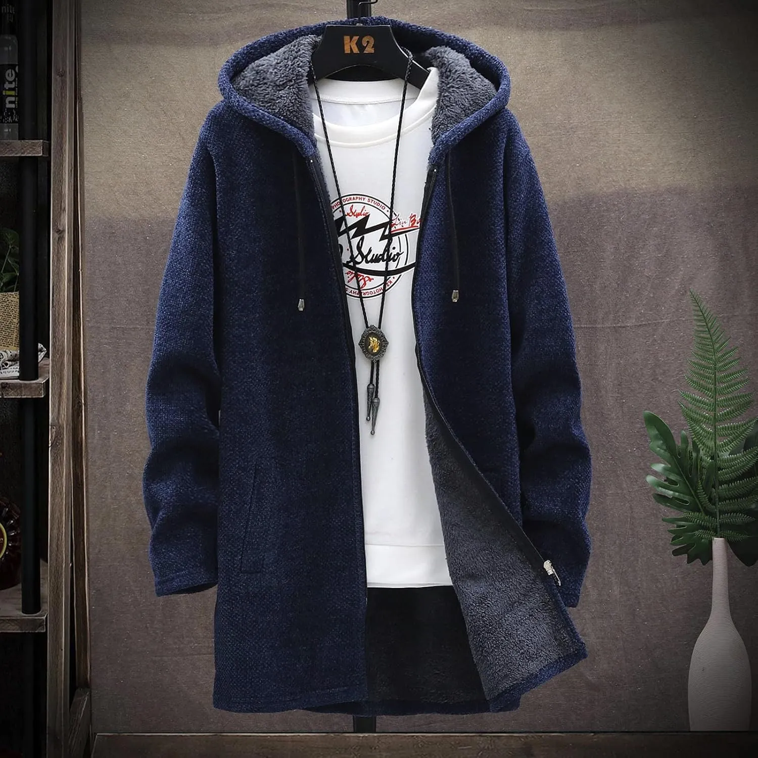Jackets for Men Fall and Winter Men's Fashion Loose Cardigan Warm Hooded Jacket Sweater Jackets