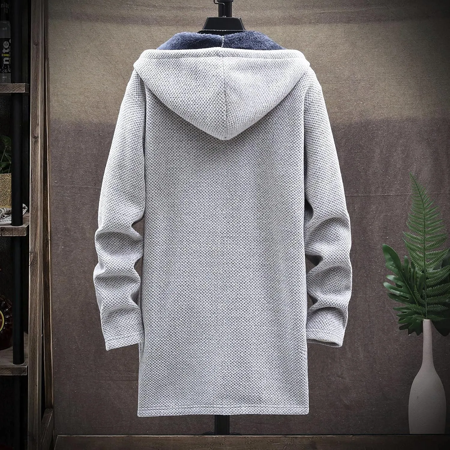 Jackets for Men Fall and Winter Men's Fashion Loose Cardigan Warm Hooded Jacket Sweater Jackets