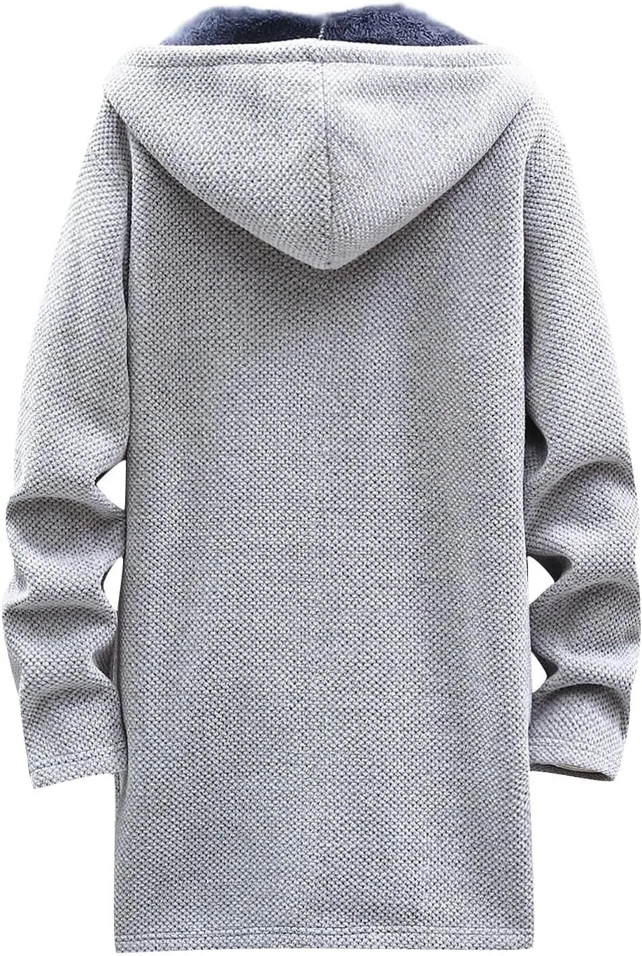 Jackets for Men Fall and Winter Men's Fashion Loose Cardigan Warm Hooded Jacket Sweater Jackets