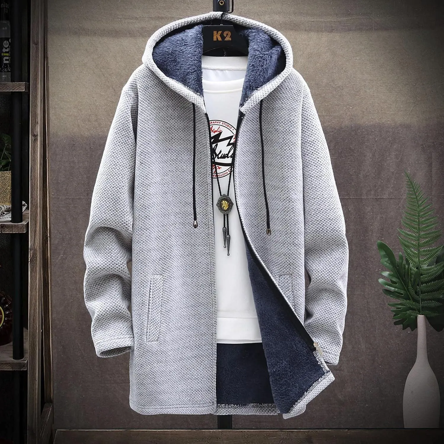 Jackets for Men Fall and Winter Men's Fashion Loose Cardigan Warm Hooded Jacket Sweater Jackets