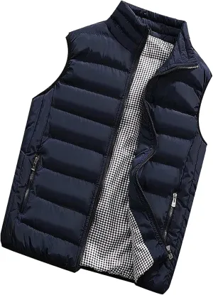 Jackets for Men Fall Winter Coat Padded Cotton Vest Warm Hooded Thick Vest Tops Jacket Jackets