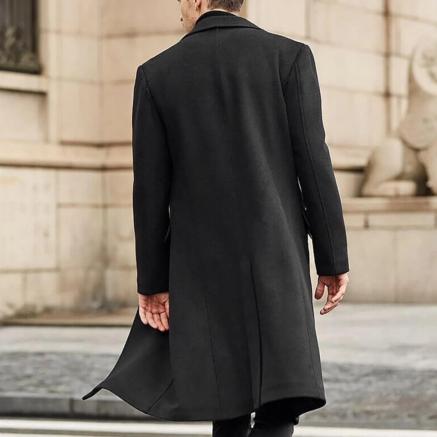 Jackets for Men Winter Fashion Men's Slim Fit Long Single Breasted Thermal Wool Trench Coat Jackets