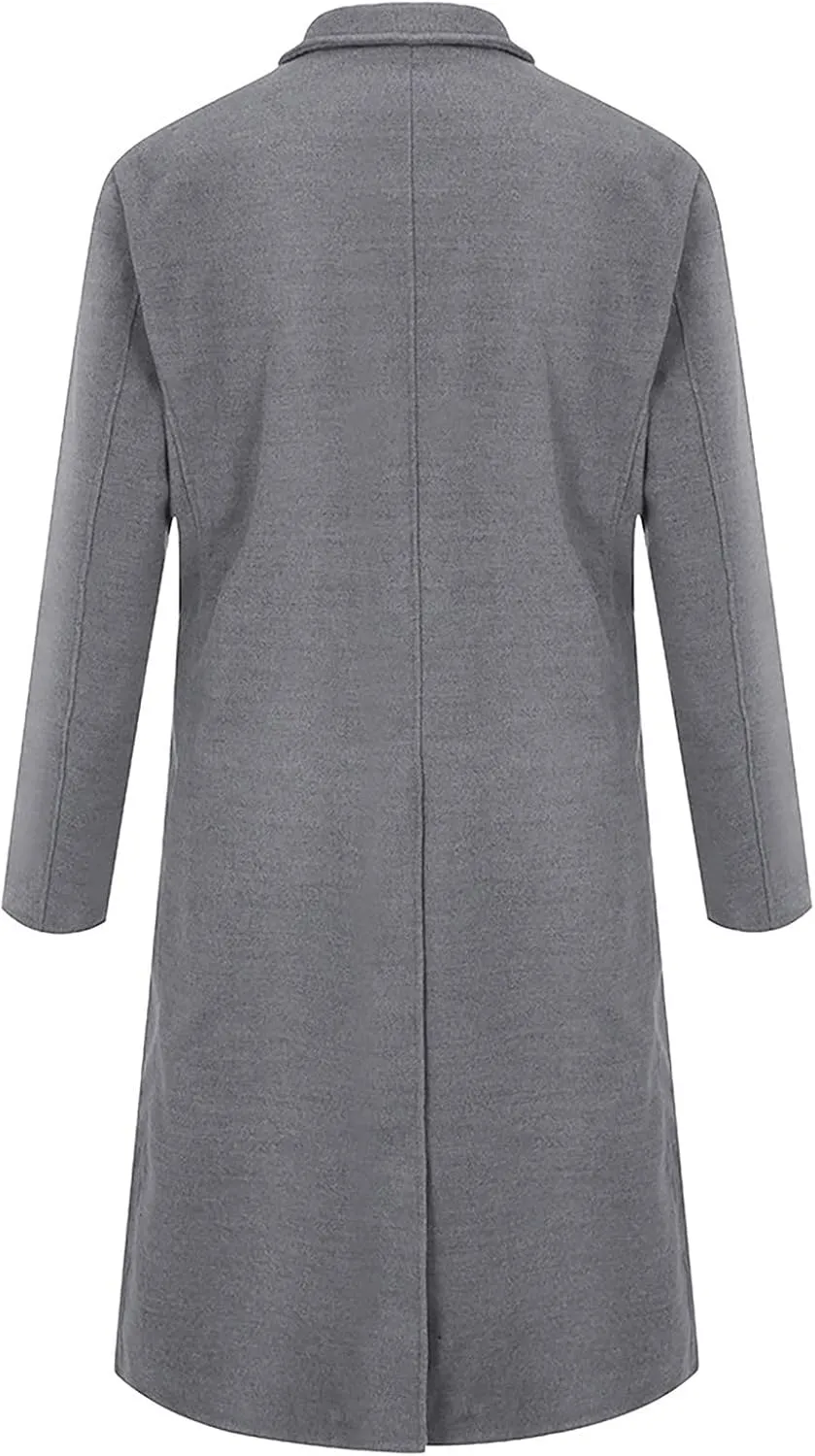 Jackets for Men Winter Fashion Men's Slim Fit Long Single Breasted Thermal Wool Trench Coat Jackets