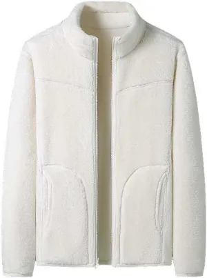 Jackets for Men/Women Fashion Mink Velvet Thickened Warm Winter Coats Open Front Full Zip Fur Stand Collar Casual Outwear