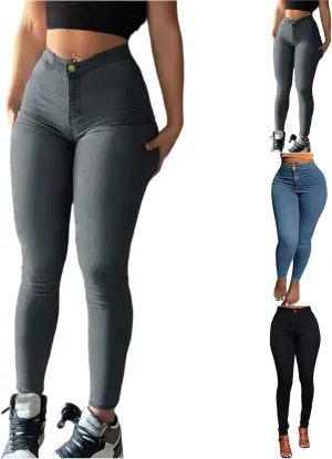 Jean Leggings for Women Tummy Control Skinny Stretch High Waisted Jeggings Butt Lifting Slim Fit Pull On Pants