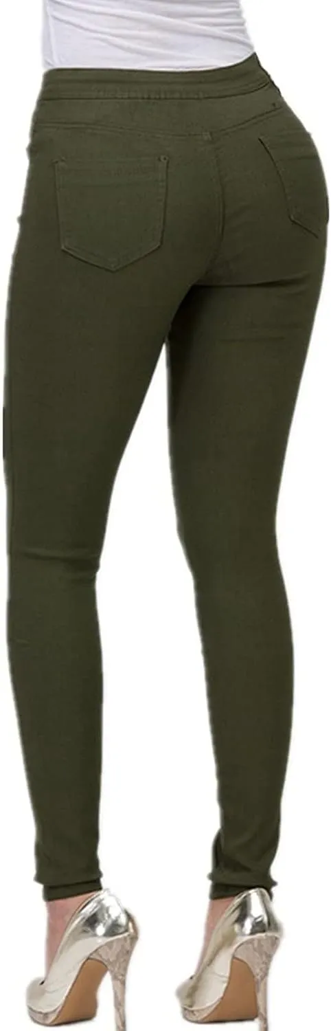 Jean Leggings for Women Tummy Control Skinny Stretch High Waisted Jeggings Butt Lifting Slim Fit Pull On Pants