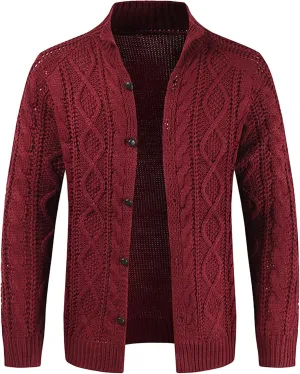 JEShifangjiusu Men'S Cardigan Sweaters Wool Blend V Neck Button Down Sweaters Casual Long Sleeve Shawl Collar Overcoat