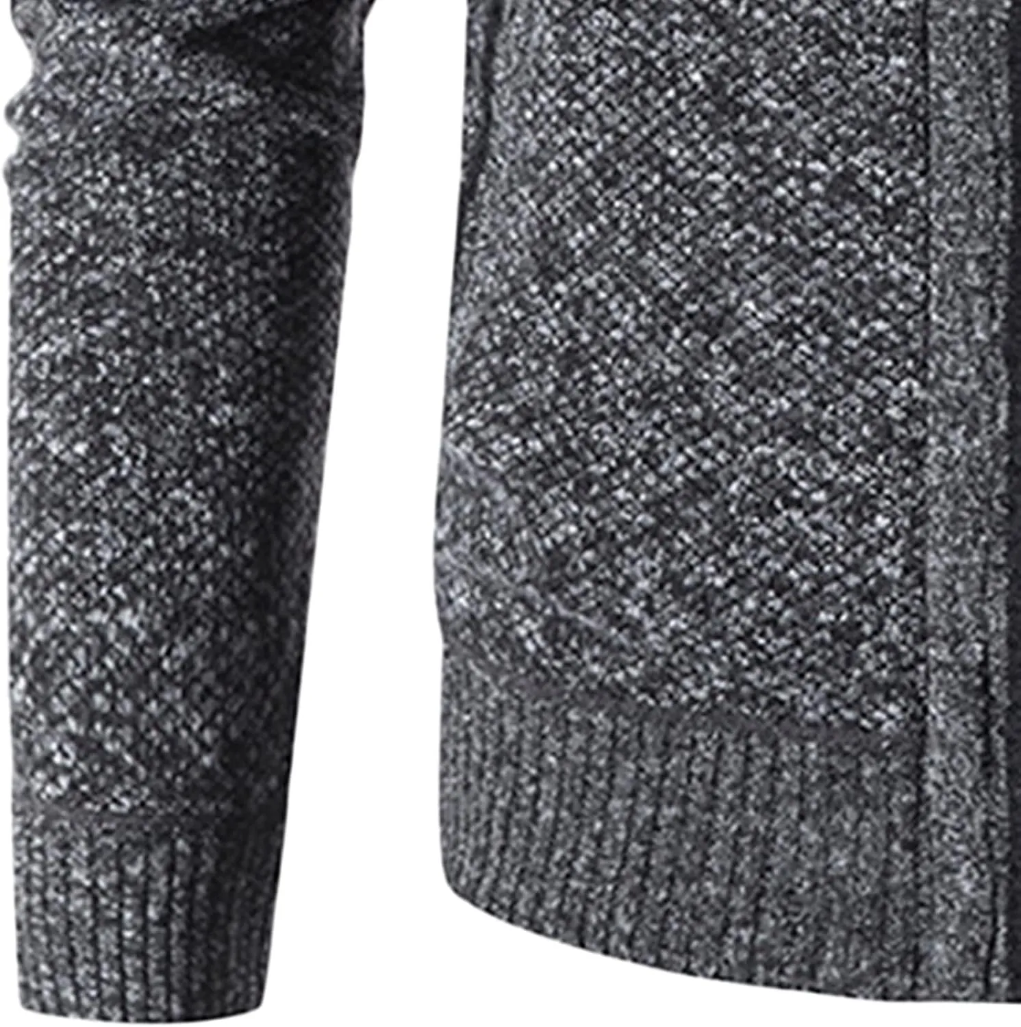 JEShifangjiusu Men'S Collar Zipper Pocket Coat Full Zip Solid Color Cable Knitted Cardigan Casual Long-Sleeved Sweater Coat