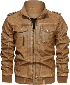 JEShifangjiusu Men'S Distressed Denim Jackets Classic Full Zipper Trucker Jean Coat Vintage Long Sleeve Jackets Outerwear