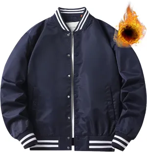 JEsilunmaMY Men's Fashion Cargo Varsity Jackets Lightweight Cotton Baseball Bomber Jackets Full Zip Casual Padded Coats