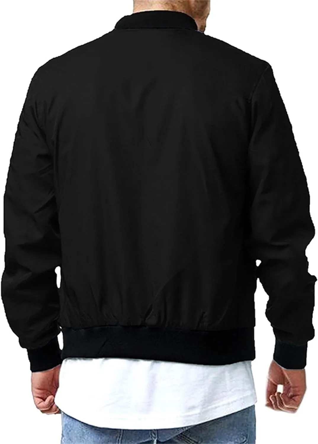 JEsilunmaMY Men's Zip Up Casual Bomber Jackets Stand Collar Lightweight Sportwear Winter Warm Padded Coats Windbreaker
