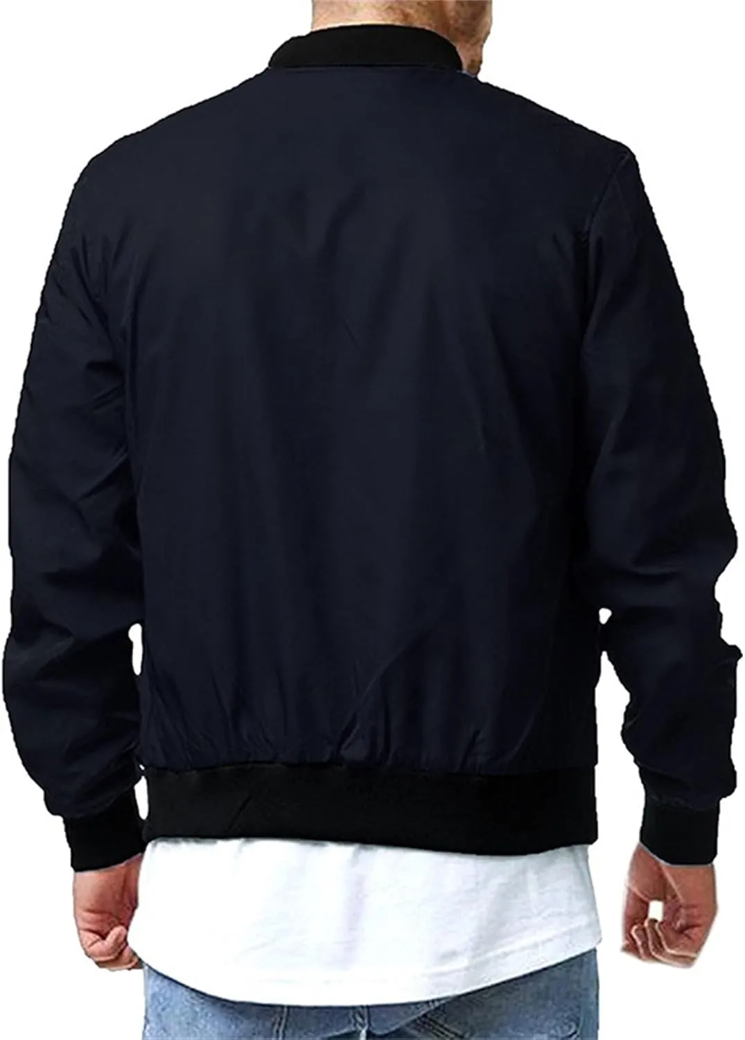 JEsilunmaMY Men's Zip Up Casual Bomber Jackets Stand Collar Lightweight Sportwear Winter Warm Padded Coats Windbreaker