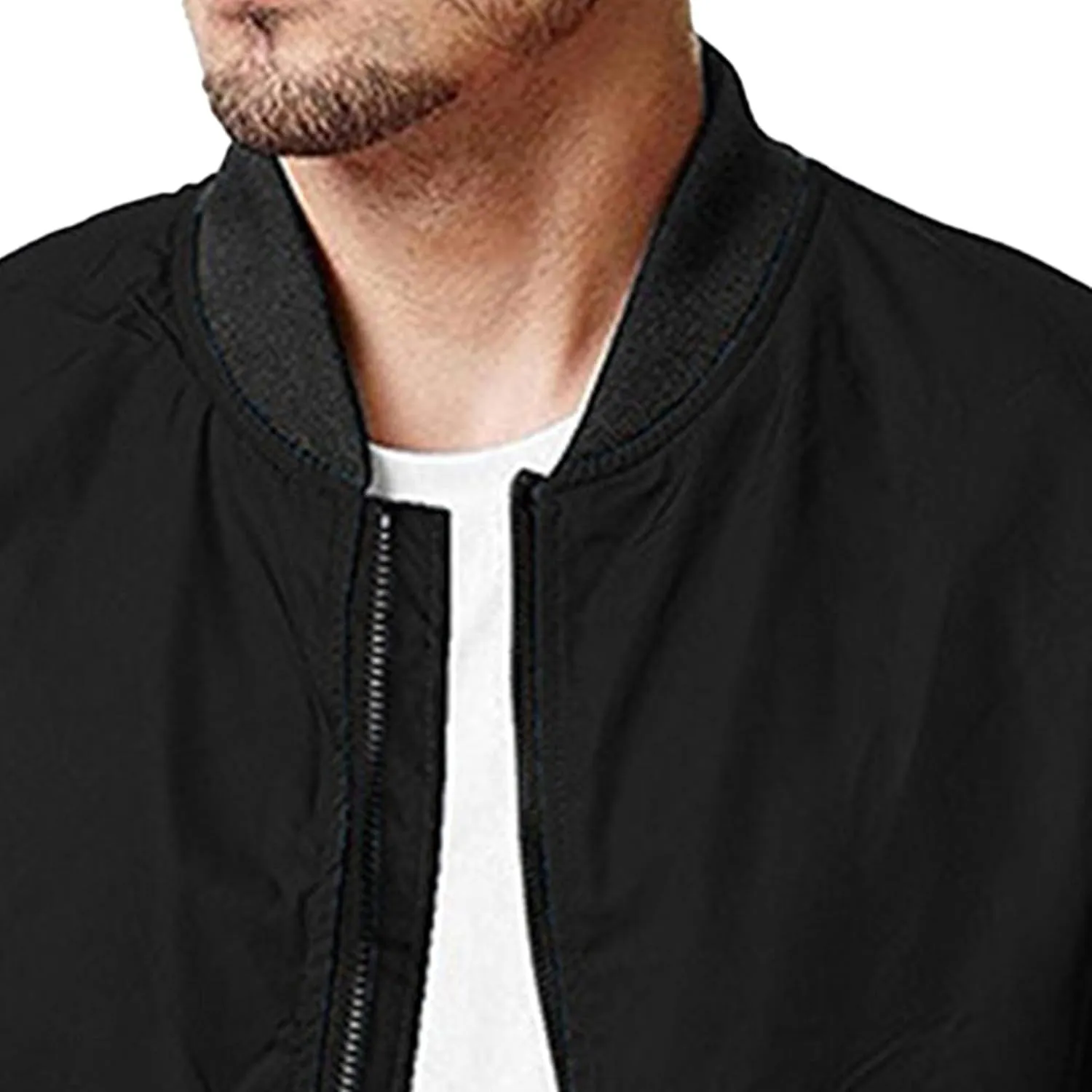 JEsilunmaMY Men's Zip Up Casual Bomber Jackets Stand Collar Lightweight Sportwear Winter Warm Padded Coats Windbreaker