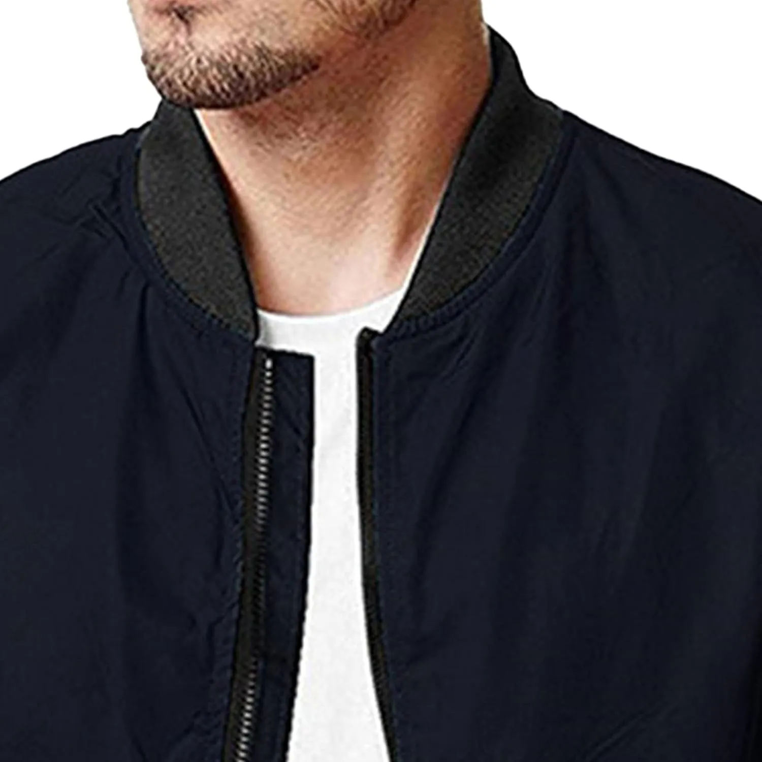 JEsilunmaMY Men's Zip Up Casual Bomber Jackets Stand Collar Lightweight Sportwear Winter Warm Padded Coats Windbreaker