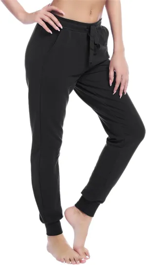 Joyaria Womens Active Yoga Sweatpants Workout Drawstring Jogger Pants with Pockets Sportwear(Black,Small)