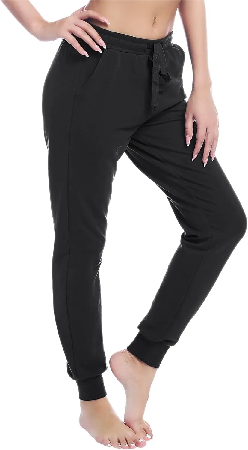 Joyaria Womens Active Yoga Sweatpants Workout Drawstring Jogger Pants with Pockets Sportwear(Black,Small)