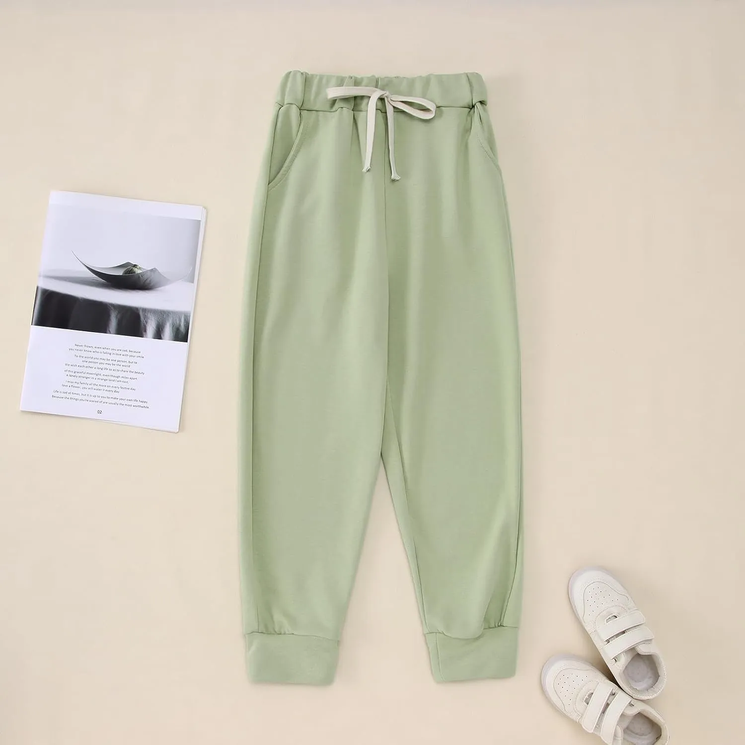 Kids 2 Piece Outfits Boys Girls Long Sleeve Solid Pullover Hooded Sweatshirt Set Sweatsuits and Jogger Sweatpants