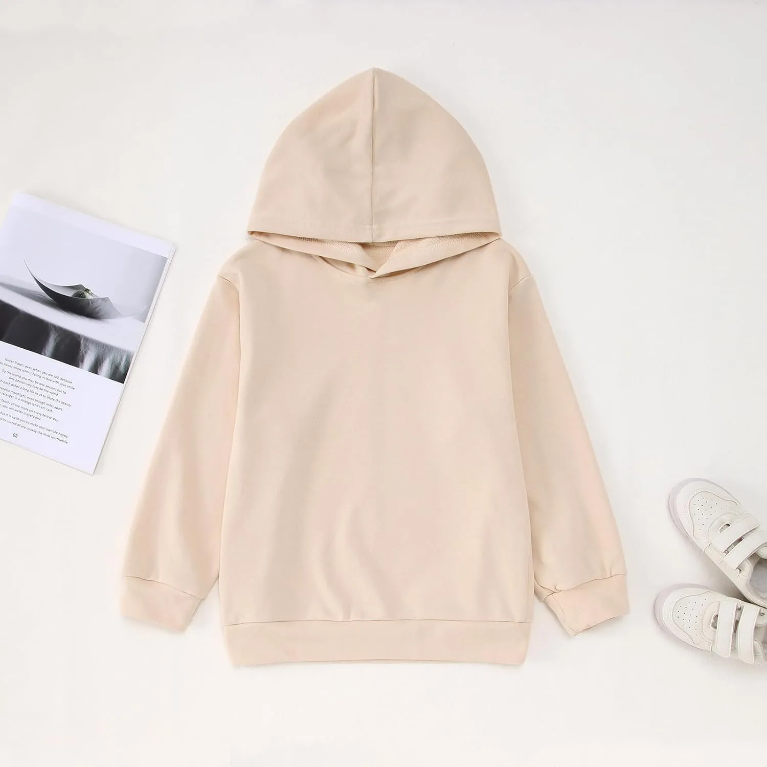 Kids 2 Piece Outfits Boys Girls Long Sleeve Solid Pullover Hooded Sweatshirt Set Sweatsuits and Jogger Sweatpants