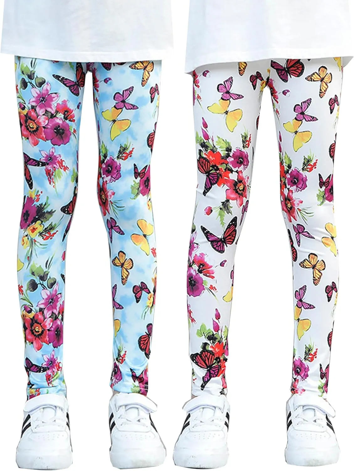 Kiench Girls Printed Leggings Pack of 2 Stretch Yoga Pants for Kids 2-11 Years