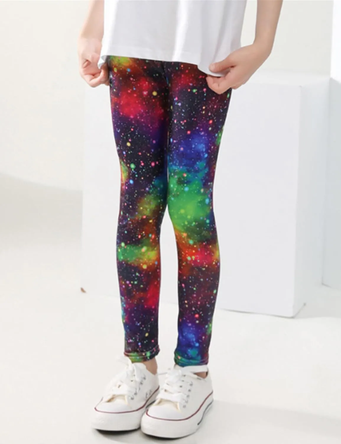 Kiench Girls Printed Leggings Pack of 2 Stretch Yoga Pants for Kids 2-11 Years