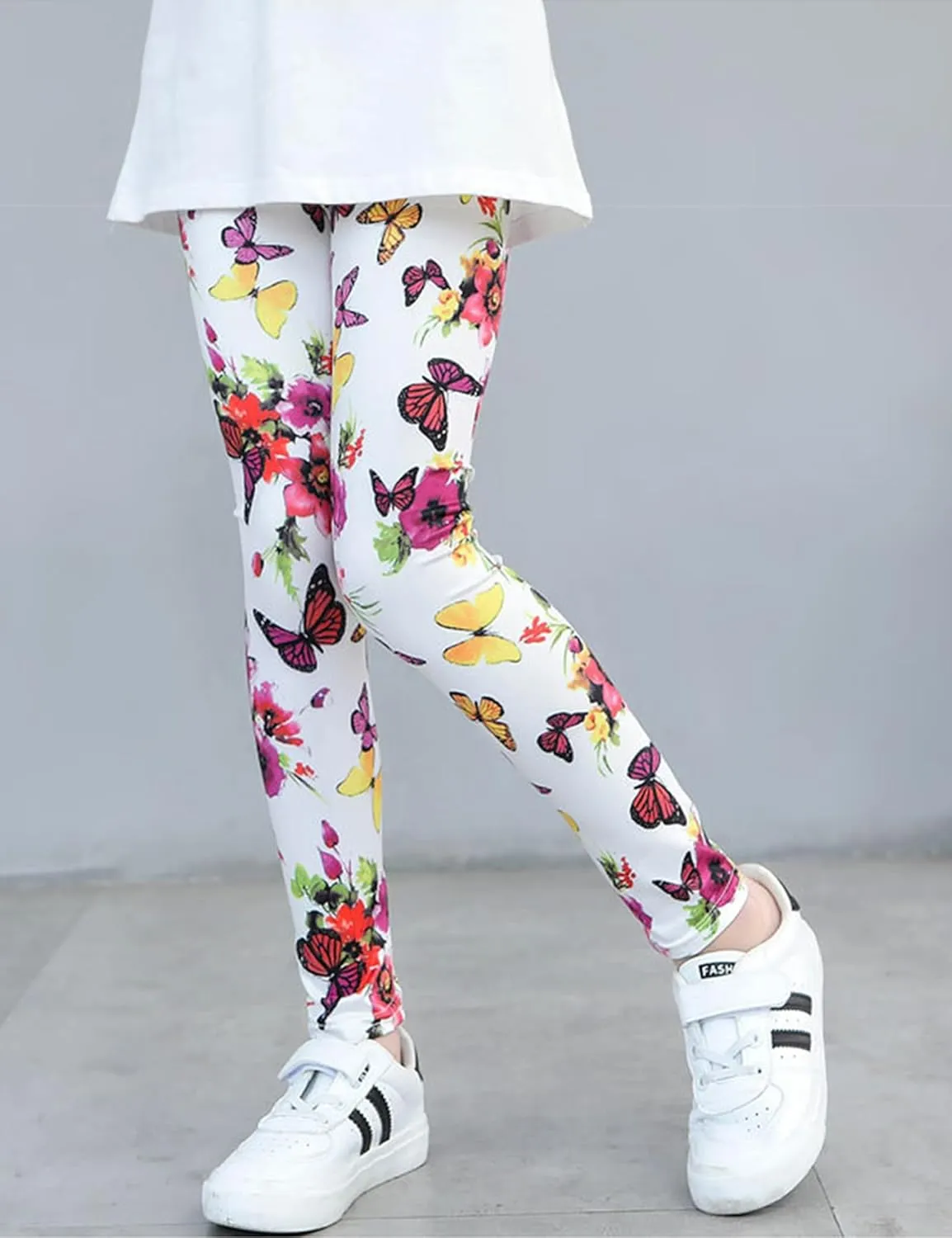 Kiench Girls Printed Leggings Pack of 2 Stretch Yoga Pants for Kids 2-11 Years