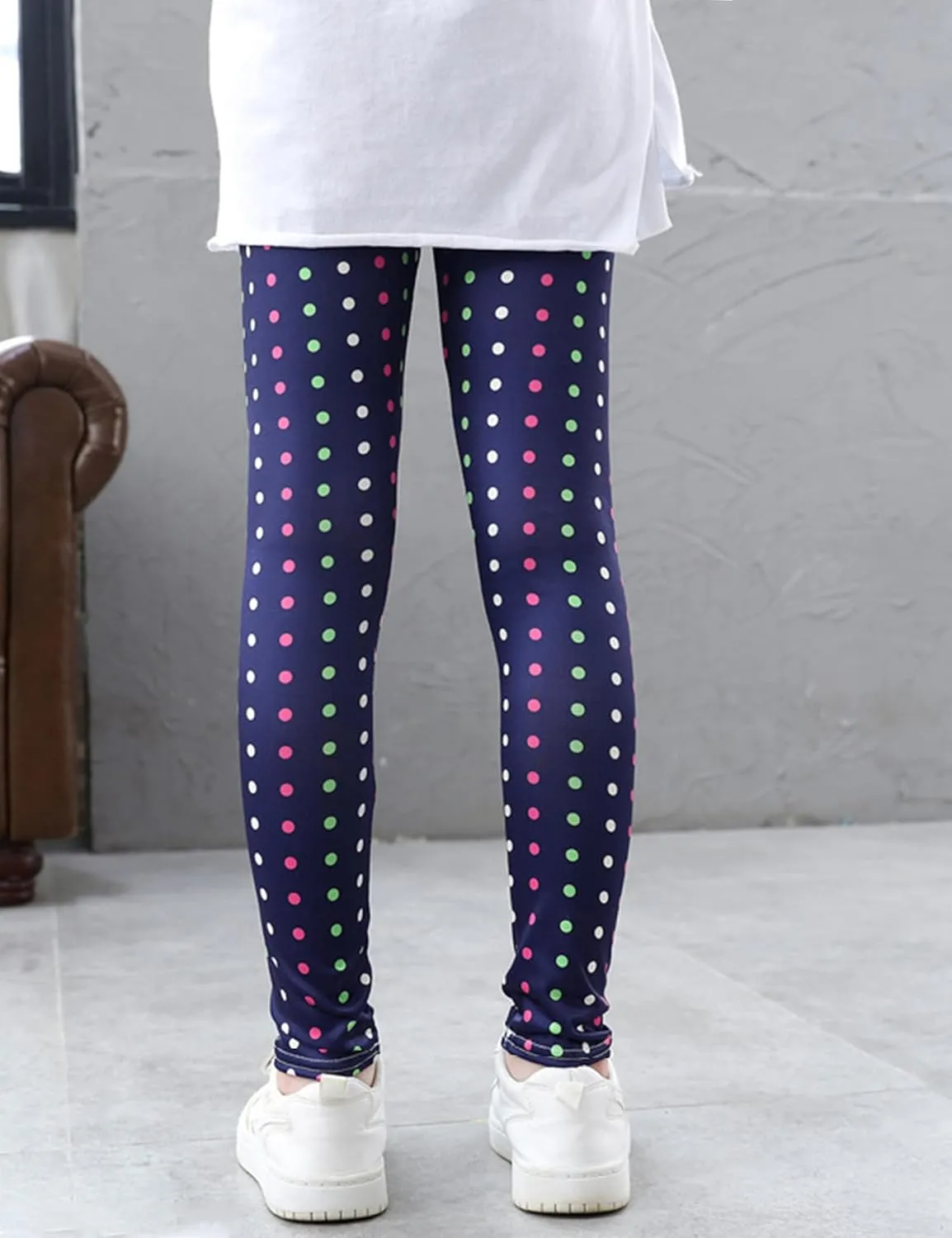 Kiench Girls Printed Leggings Pack of 2 Stretch Yoga Pants for Kids 2-11 Years