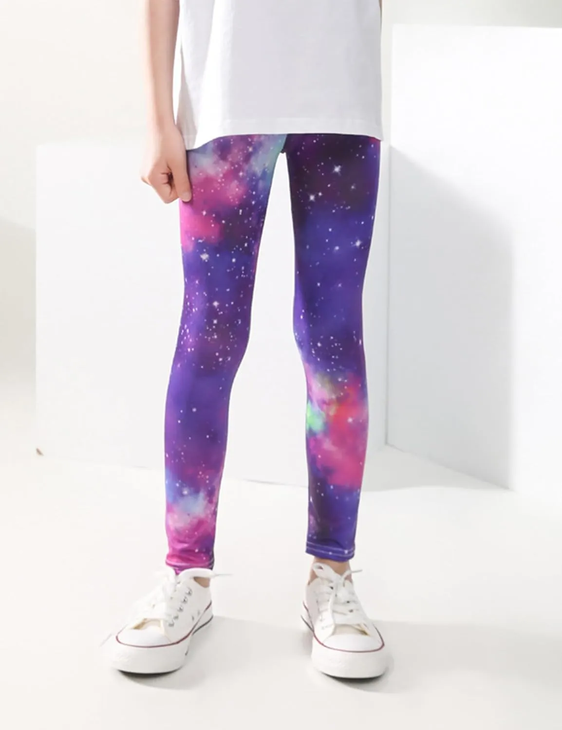 Kiench Girls Printed Leggings Pack of 2 Stretch Yoga Pants for Kids 2-11 Years