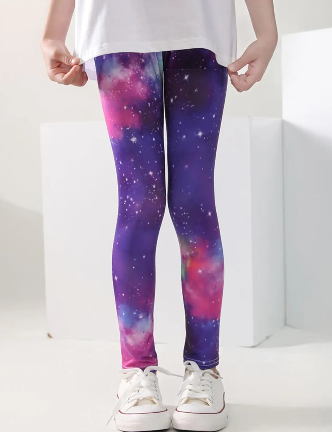 Kiench Girls Printed Leggings Pack of 2 Stretch Yoga Pants for Kids 2-11 Years