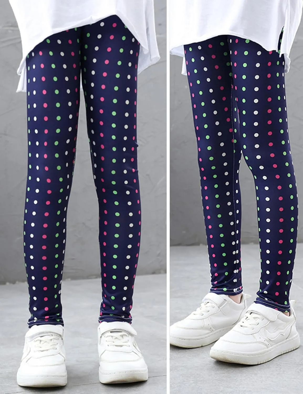 Kiench Girls Printed Leggings Pack of 2 Stretch Yoga Pants for Kids 2-11 Years
