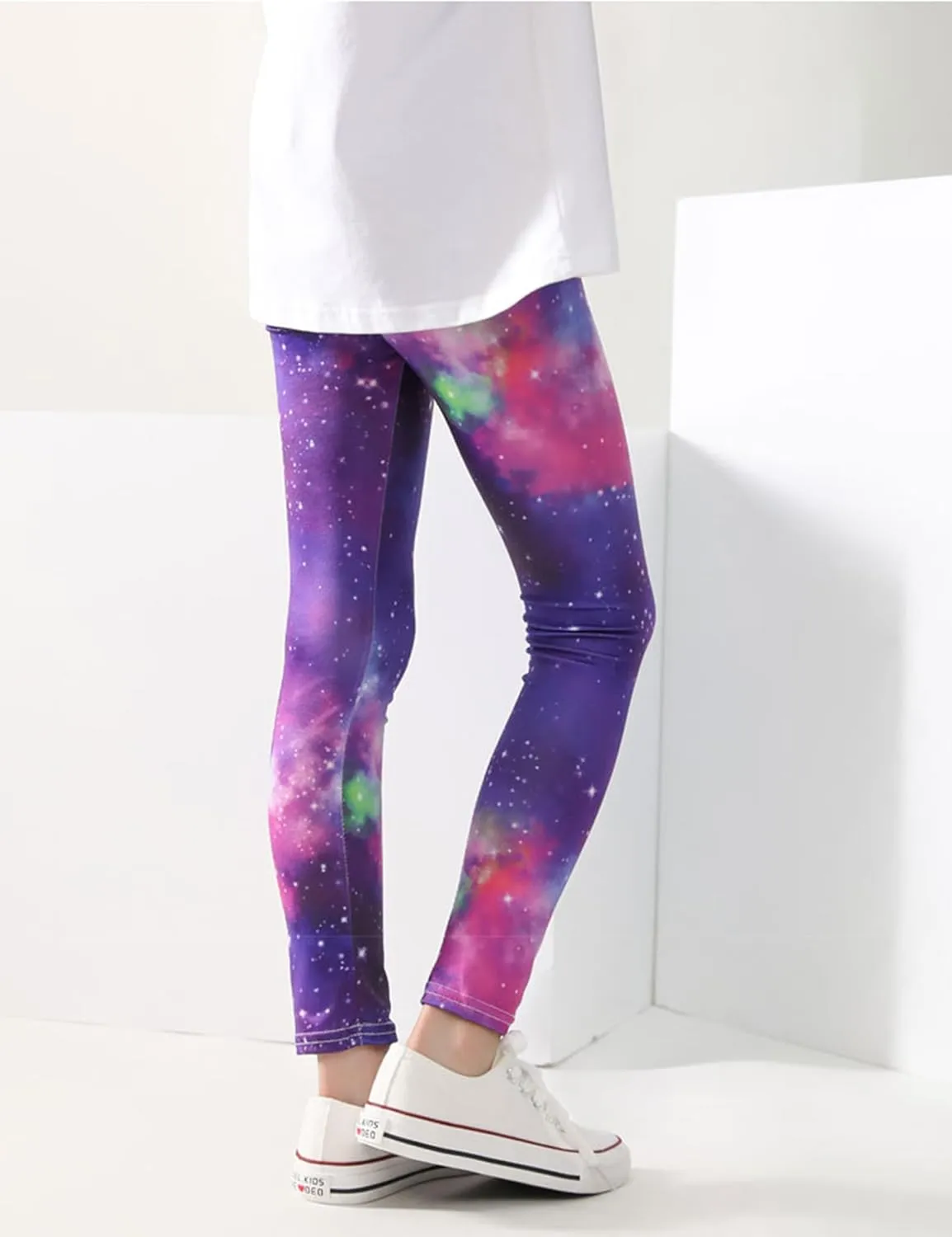 Kiench Girls Printed Leggings Pack of 2 Stretch Yoga Pants for Kids 2-11 Years