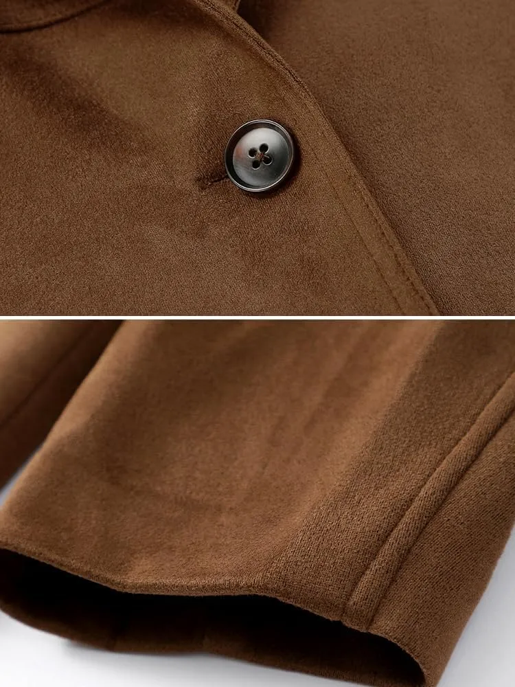 Kinghua Womens Oversized Suede Jacket Casual Winter Fall Outfits Coats Faux Leather Blazer Jackets