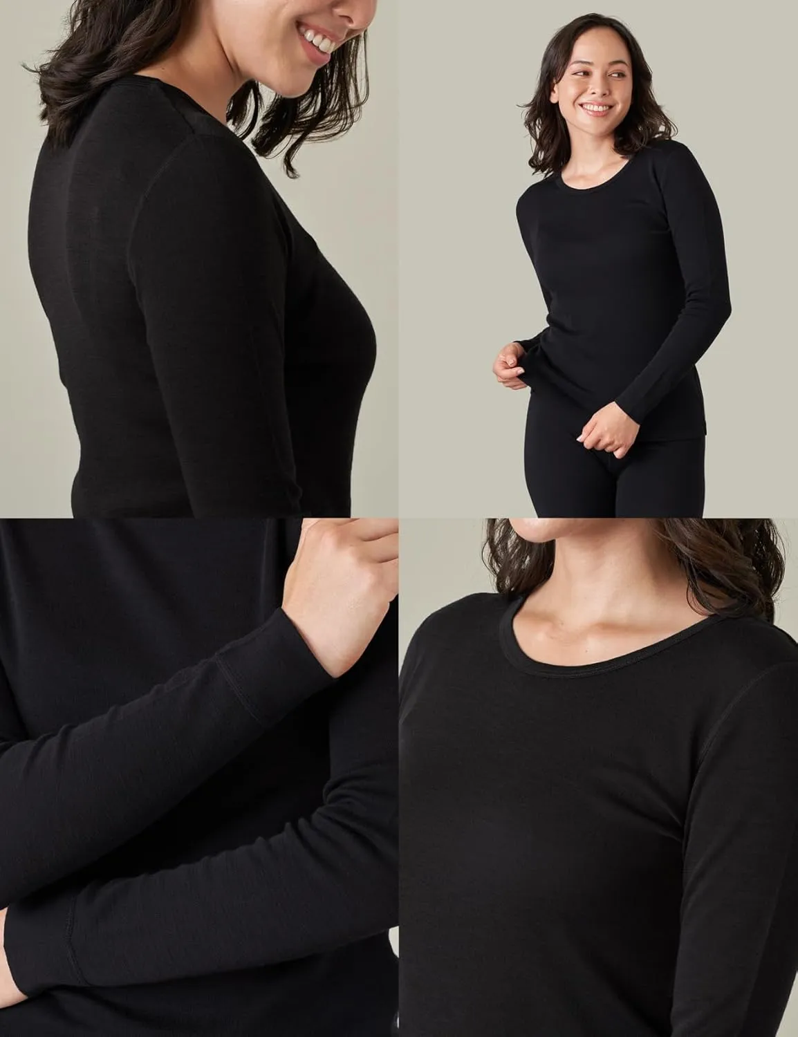 LAPASA Womens 100% Merino Wool Base Layer Midweight Activewear Thermal Underwear Long John Shirt Long Sleeve Pants L48/L49