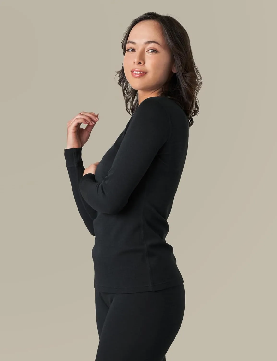 LAPASA Womens 100% Merino Wool Base Layer Midweight Activewear Thermal Underwear Long John Shirt Long Sleeve Pants L48/L49