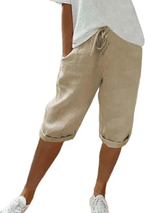 LCMTWX Capri Pants for Women Elastic Pants for Women Fashion Casual Fashion Shorts Trousers Solid Black Leggings with Capri