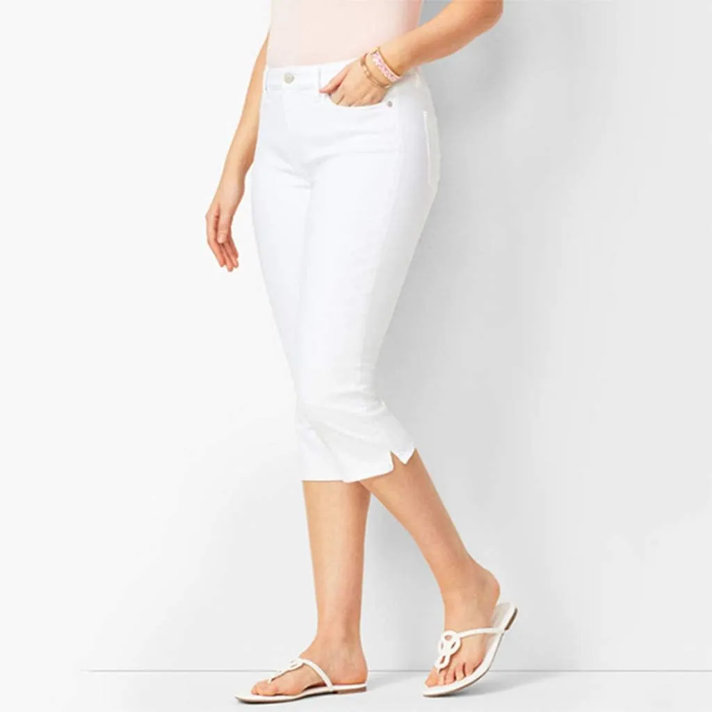 LCMTWX Capri Pants for Women Elastic Pants for Women Fashion Casual Fashion Shorts Trousers Solid Black Leggings with Capri