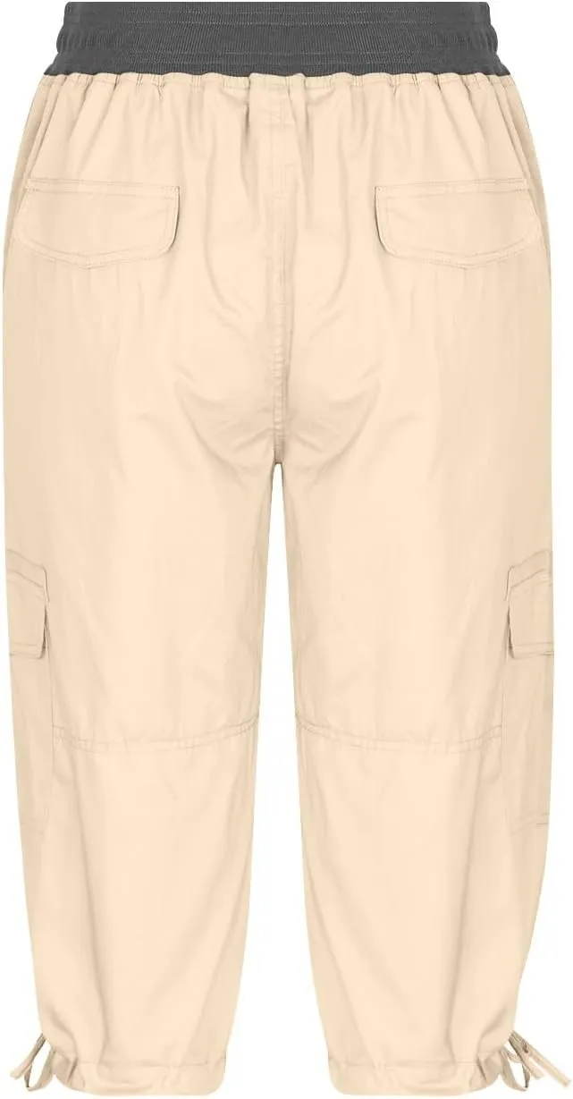 LCMTWX Capris Pants for Women Leg Pants Fashion Drawstring Elastic Trousers Comfy Straight Leg Long Pants with Pockets