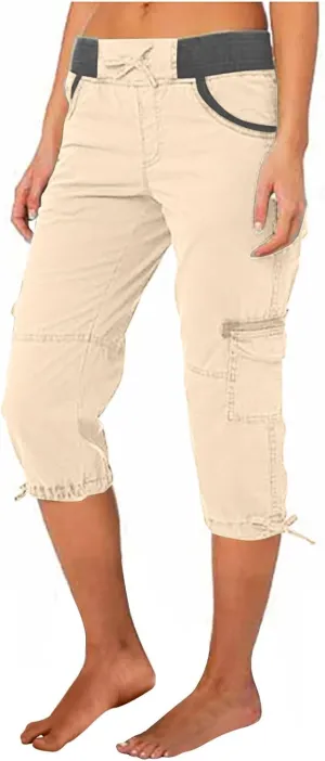LCMTWX Capris Pants for Women Leg Pants Fashion Drawstring Elastic Trousers Comfy Straight Leg Long Pants with Pockets