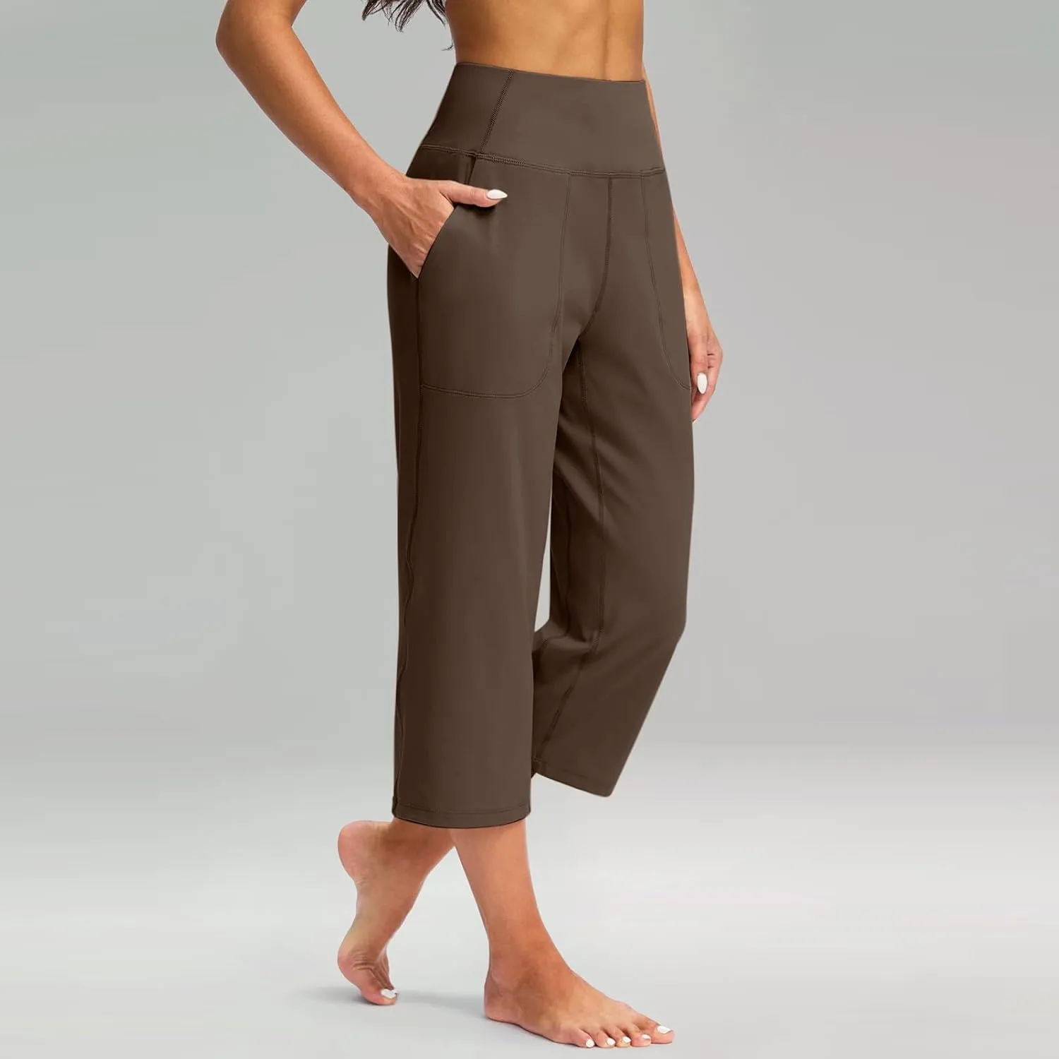 LCMTWX Women Pants with Pockets for Women Casual Stretch High Waisted Yoga Leggings Comfy Wide Leg Pants Plus Size Leggings