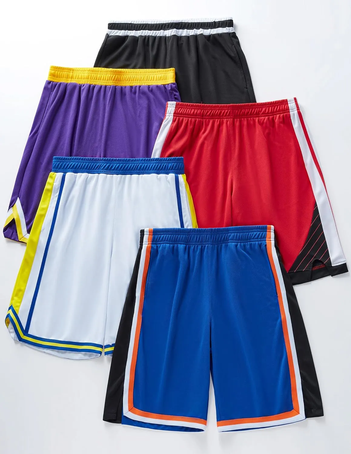 Liberty Imports 5 Pack Men's Quick Dry Athletic Basketball Shorts 9" Inseam with Pockets, Activewear for Workout Gym Running